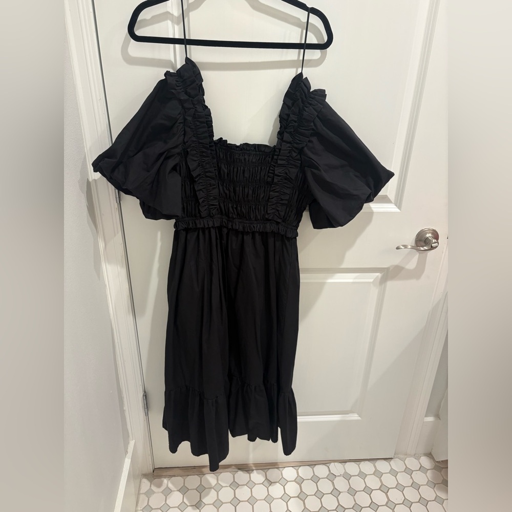 English Factory Black Smocked Dress